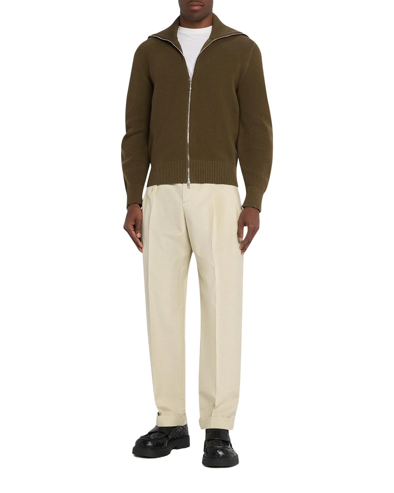 Men's Wool and Cotton Tapered-Leg Trousers