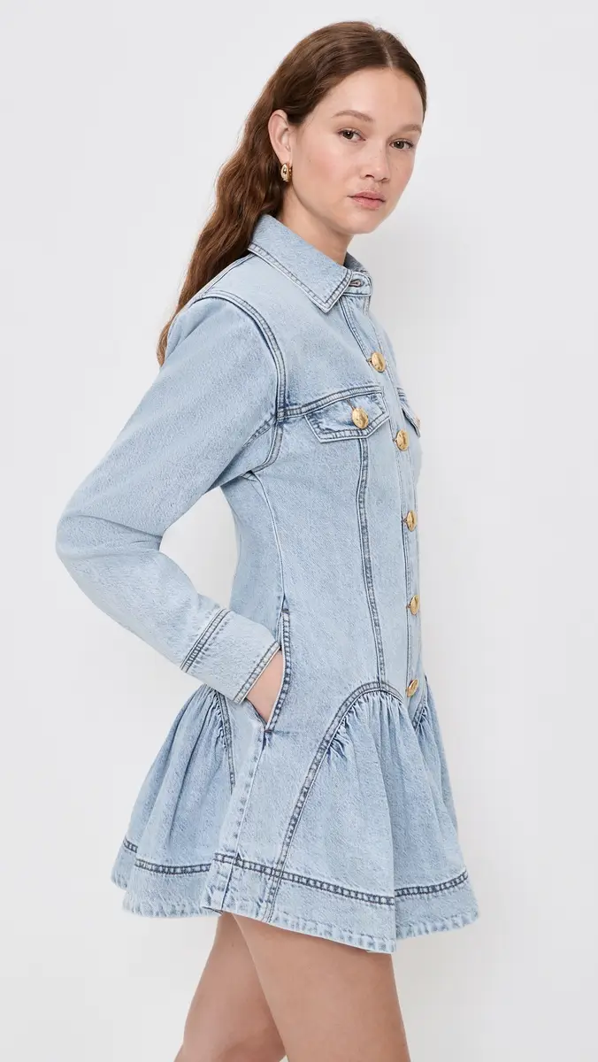 Aje Noa Washed Denim Mini Dress Seasalt | Thumbnail 4