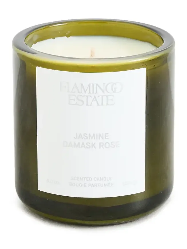 Flamingo Estate Night Blooming Jasmine and Rose Candle Green