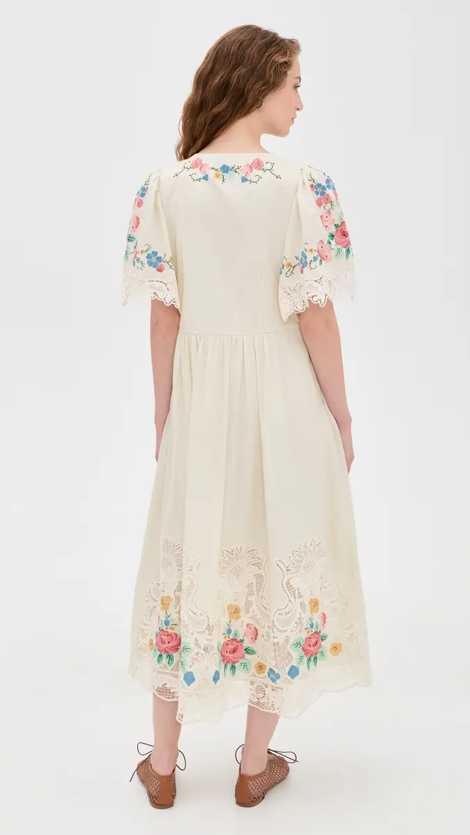 Sea Astrid Embroidery Short Sleeve Midi Dress ulti | Thumbnail 3 Sea Astrid Embroidery Short Sleeve Midi Dress ulti | Thumbnail 3