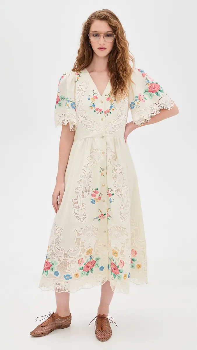Sea Astrid Embroidery Short Sleeve Midi Dress ulti | Thumbnail 5 Sea Astrid Embroidery Short Sleeve Midi Dress ulti | Thumbnail 5