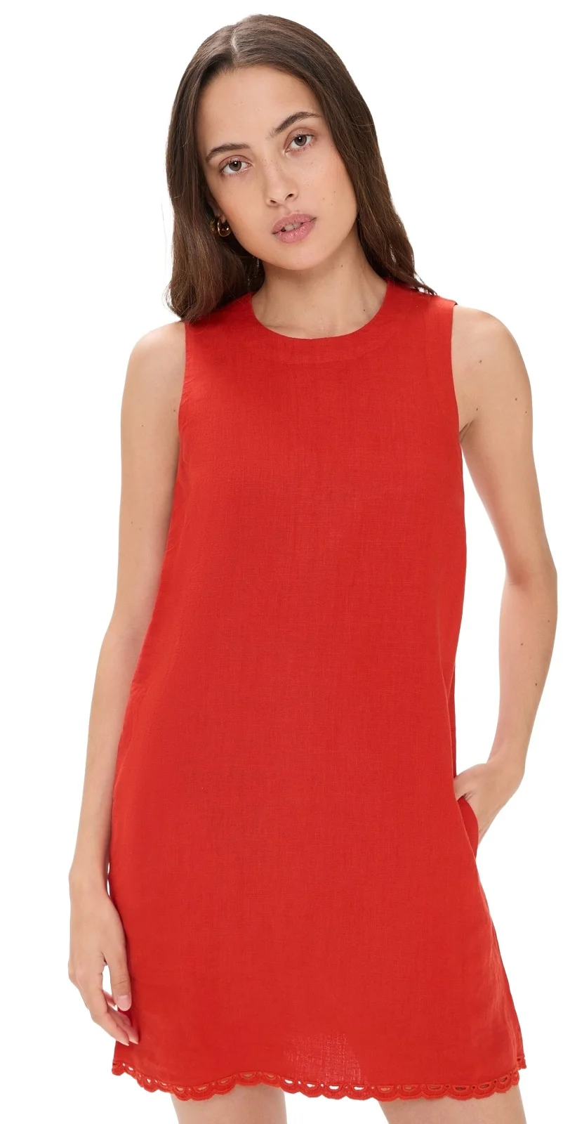 Madewell Embroidered Mini Linen Shift Dress