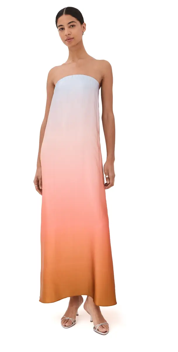 Sablyn Arden Strapless ilk Ombre Maxi Dress Melon | Image 1 Sablyn Arden Strapless ilk Ombre Maxi Dress Melon | Image 1