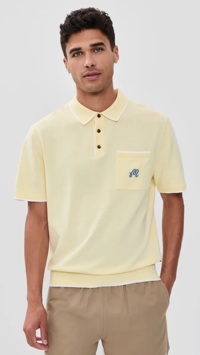Malbon Golf x Birds of Georgia Blue Jay Knit Polo Soft Yellow | Thumbnail 2 Malbon Golf x Birds of Georgia Blue Jay Knit Polo Soft Yellow | Thumbnail 2
