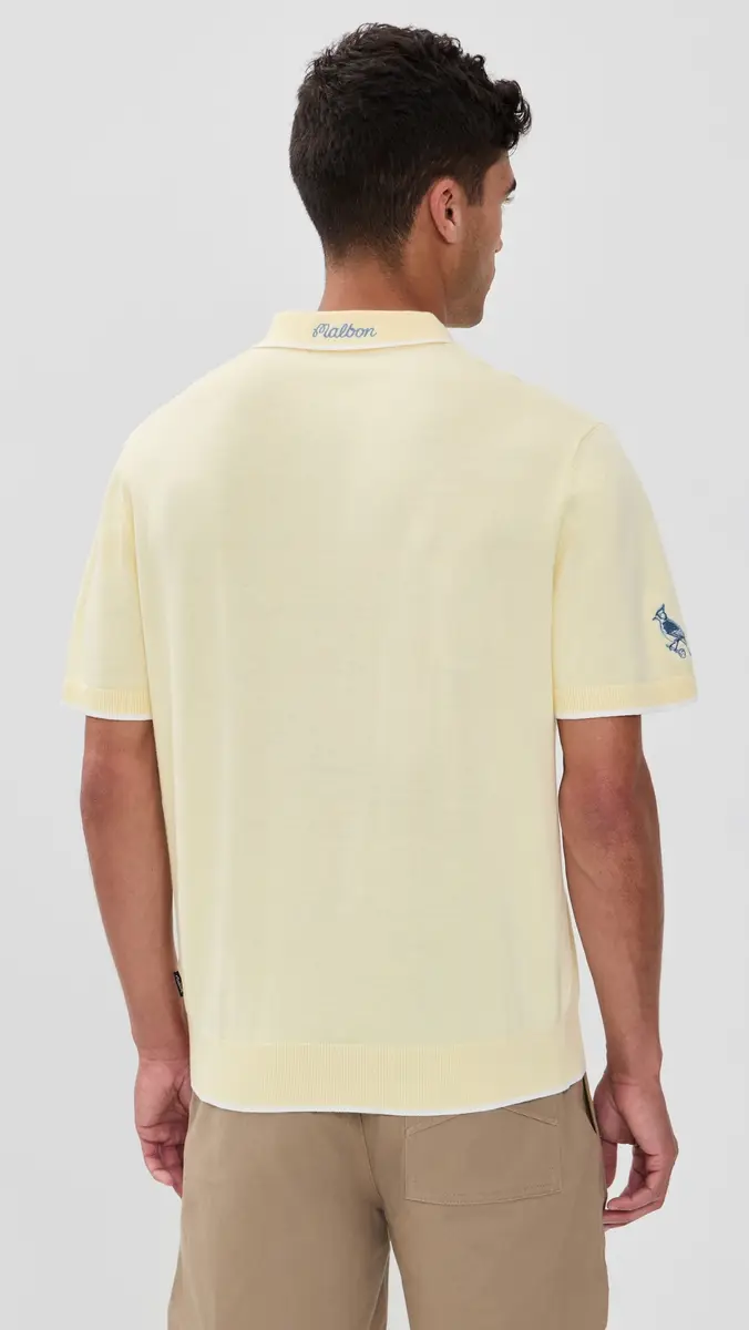 Malbon Golf x Birds of Georgia Blue Jay Knit Polo Soft Yellow | Thumbnail 3 Malbon Golf x Birds of Georgia Blue Jay Knit Polo Soft Yellow | Thumbnail 3