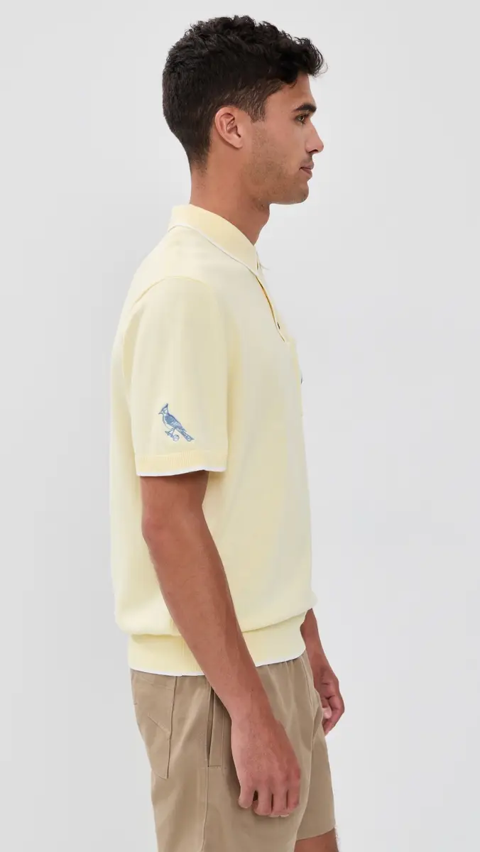 Malbon Golf x Birds of Georgia Blue Jay Knit Polo Soft Yellow | Thumbnail 4 Malbon Golf x Birds of Georgia Blue Jay Knit Polo Soft Yellow | Thumbnail 4
