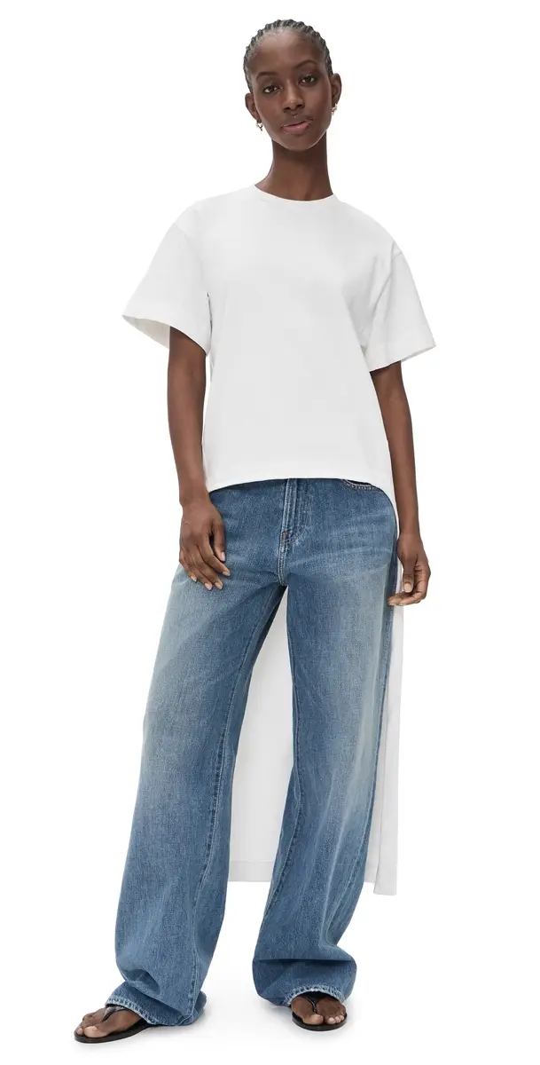 MEIMEIJ Short Sleeve T Shirt High Low with Train Off_White | Image 1 MEIMEIJ Short Sleeve T Shirt High Low with Train Off_White | Image 1
