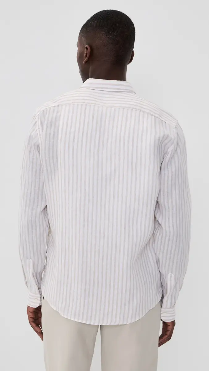 BOSS ong Sleeve inen Collared Shirt Open Beige | Thumbnail 4