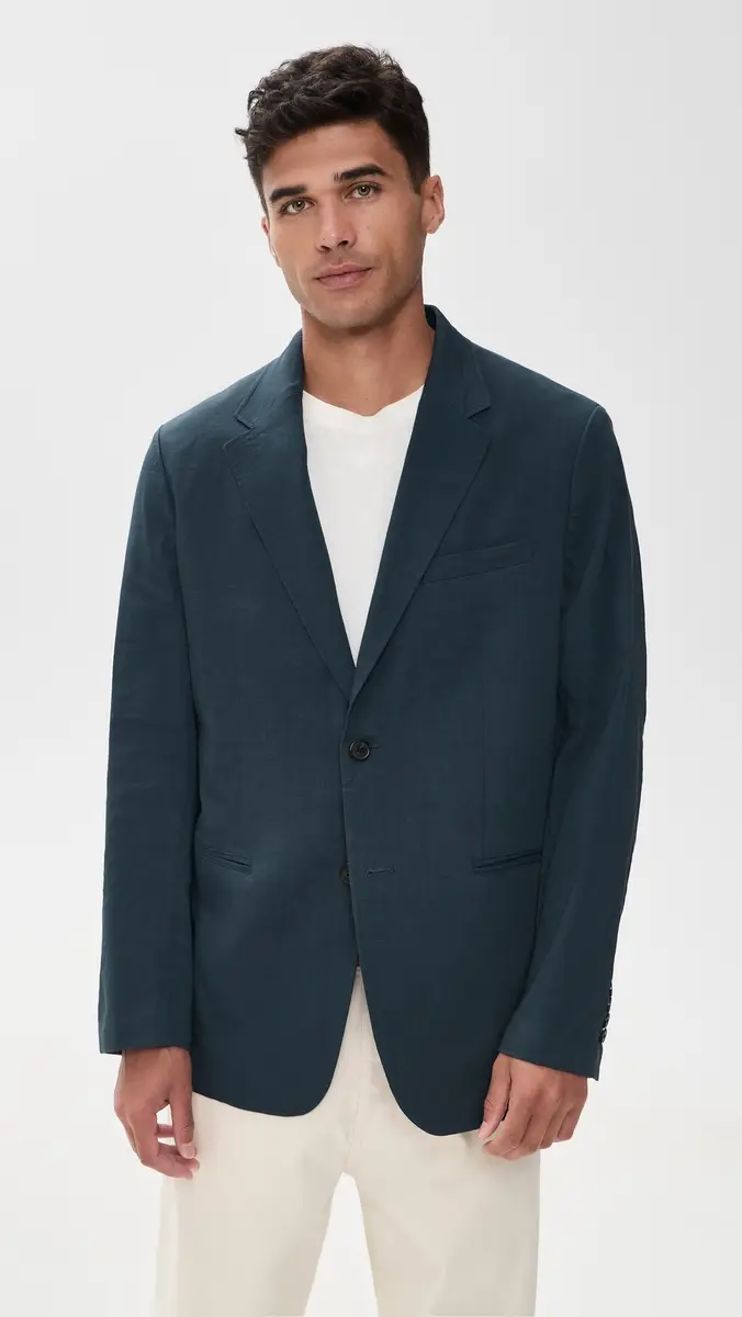 Theory Clinton Blazer in Good Linen Dark Blue Wing | Thumbnail 2 Theory Clinton Blazer in Good Linen Dark Blue Wing | Thumbnail 2