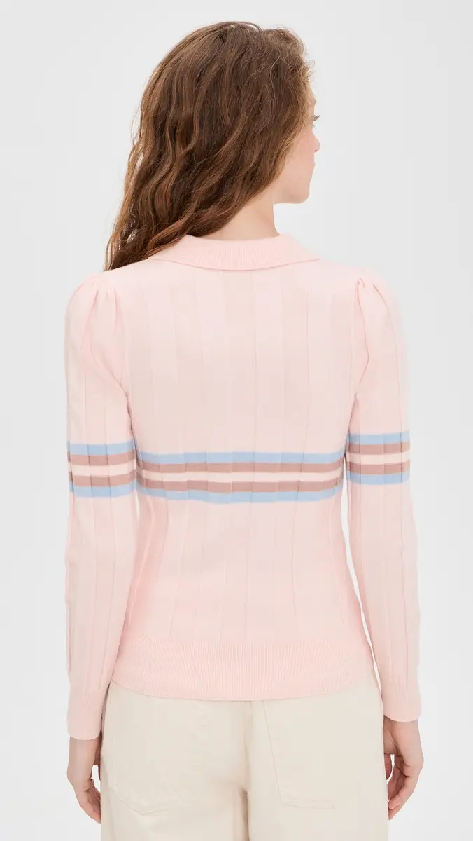 Rowing Blazers Knit Intarsia Stripe Long Sleeve Polo | Thumbnail 3