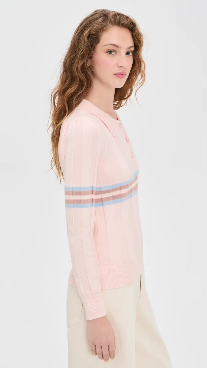 Rowing Blazers Knit Intarsia Stripe Long Sleeve Polo | Thumbnail 4