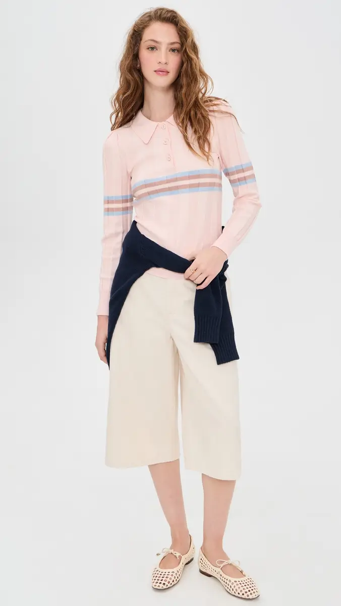 Rowing Blazers Knit Intarsia Stripe Long Sleeve Polo | Thumbnail 5