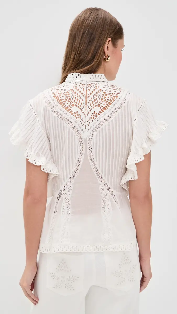 FARM Rio Off-White Blouse with Appliques Off-White | Thumbnail 3 FARM Rio Off-White Blouse with Appliques Off-White | Thumbnail 3