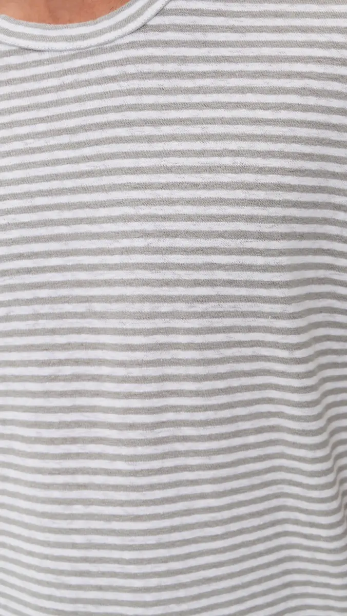 OFFICINE GÉNÉRALE Elden Linen Mini Stripe Tee Heather Grey/White | Thumbnail 6