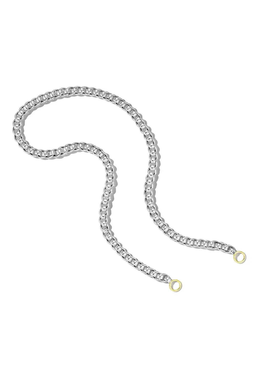 Rolling Curb Necklace - Silver Yellow Gold - 16in Rolling Curb Necklace - Silver Yellow Gold - 16in