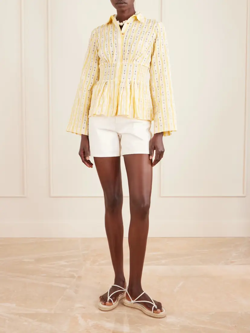 Rosie Assoulin Boogie Woogie Bugle Boy Shirred Checked Seersucker Blouse | Thumbnail 2