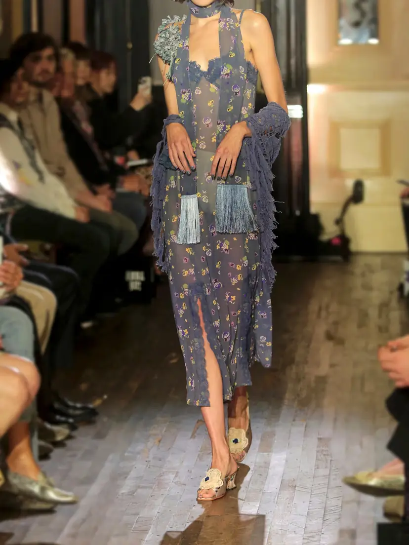 ANNA SUI Night Blooming Floral-print Lace-trimmed Chiffon Midi Dress | Thumbnail 5 ANNA SUI Night Blooming Floral-print Lace-trimmed Chiffon Midi Dress | Thumbnail 5