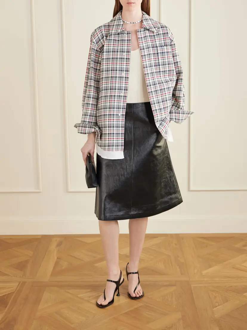 Victoria Beckham Cocoon Checked Cotton And Virgin Wool-blend Jacket | Thumbnail 2 Victoria Beckham Cocoon Checked Cotton And Virgin Wool-blend Jacket | Thumbnail 2