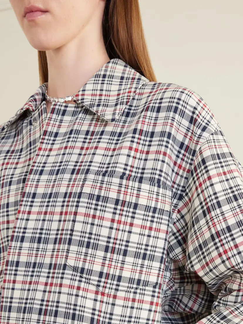 Victoria Beckham Cocoon Checked Cotton And Virgin Wool-blend Jacket | Thumbnail 5 Victoria Beckham Cocoon Checked Cotton And Virgin Wool-blend Jacket | Thumbnail 5