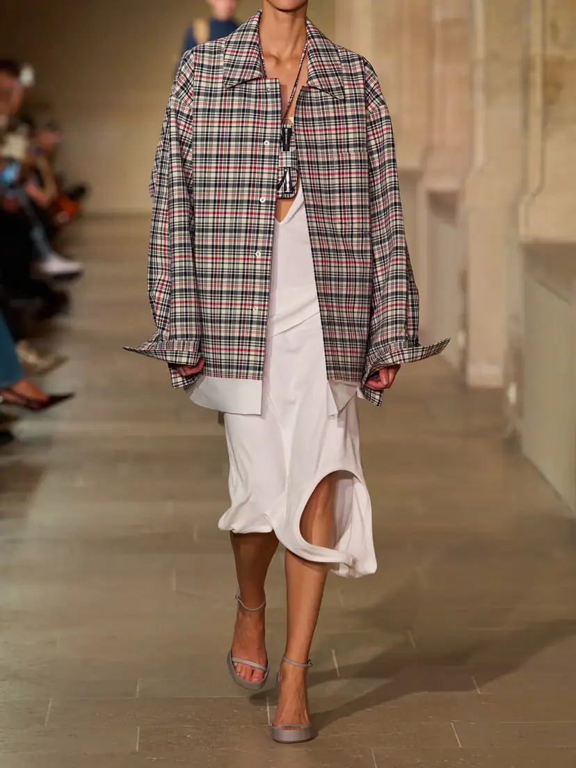 Victoria Beckham Cocoon Checked Cotton And Virgin Wool-blend Jacket | Thumbnail 6 Victoria Beckham Cocoon Checked Cotton And Virgin Wool-blend Jacket | Thumbnail 6