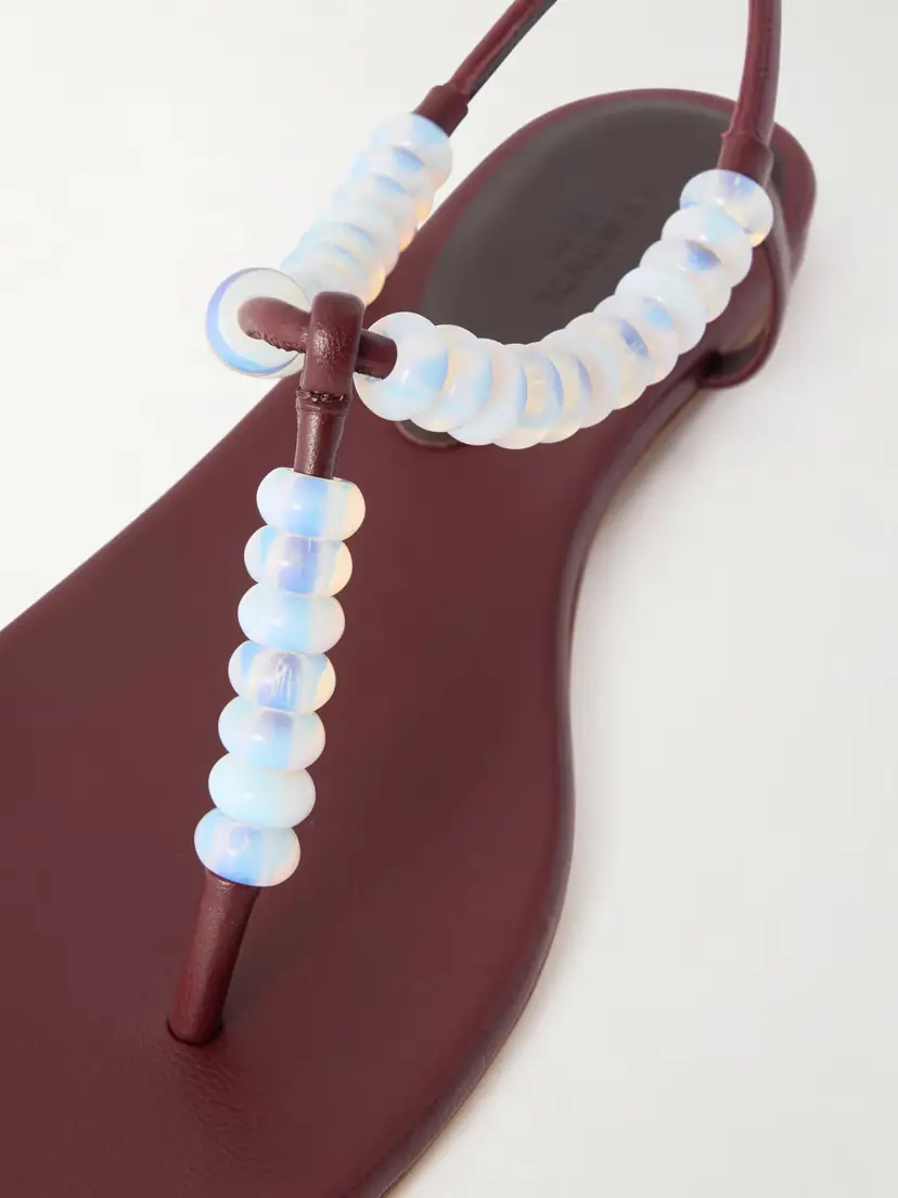 Le Monde Béryl Bead-embellished Leather Thong Sandals | Thumbnail 5