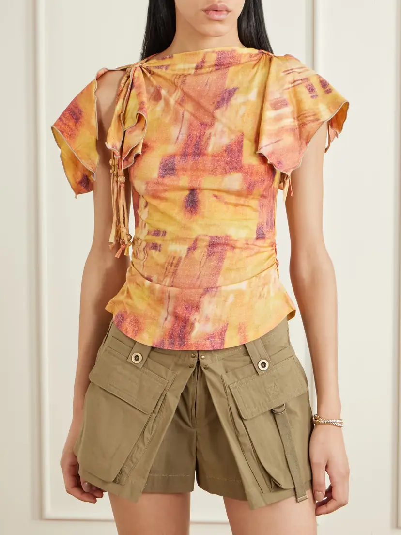 Isabel Marant Jazia Bead-embellished Printed Cotton Top | Thumbnail 3 Isabel Marant Jazia Bead-embellished Printed Cotton Top | Thumbnail 3