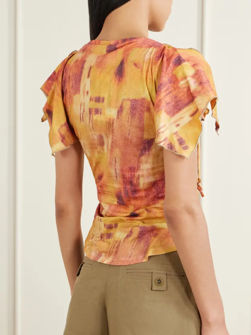 Isabel Marant Jazia Bead-embellished Printed Cotton Top | Thumbnail 4 Isabel Marant Jazia Bead-embellished Printed Cotton Top | Thumbnail 4