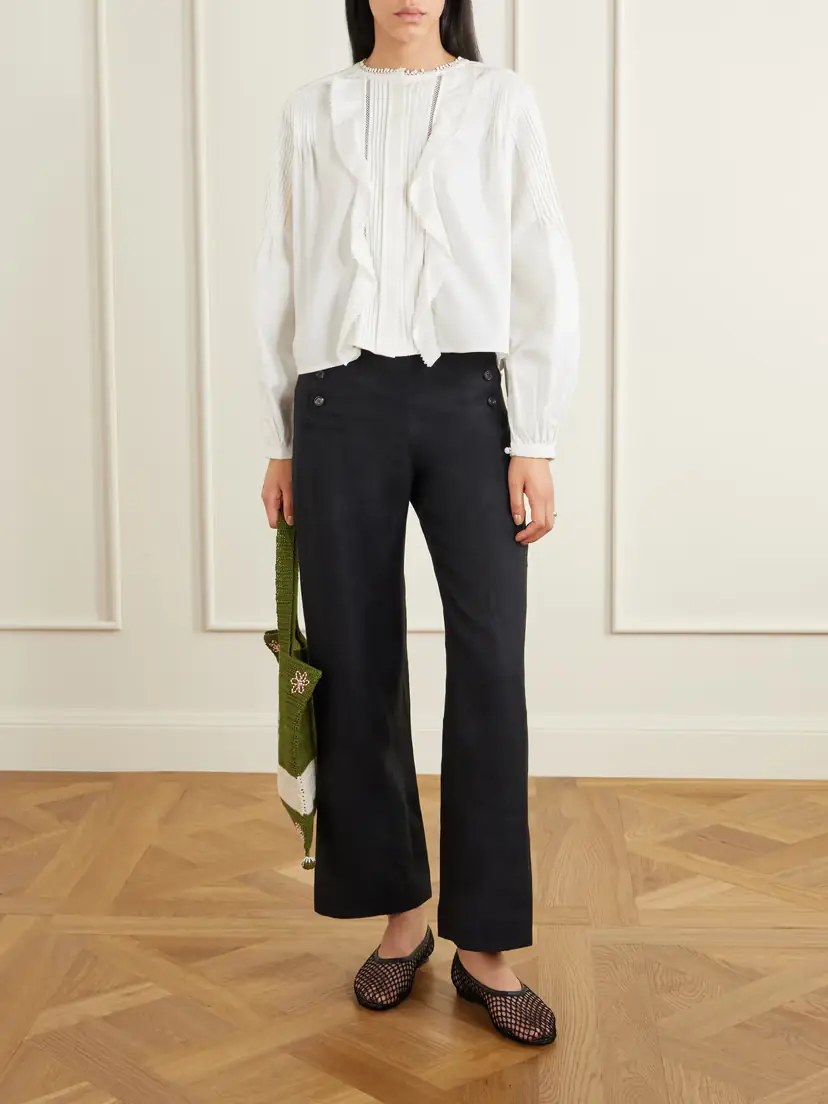 BODE Sailor Cropped Linen High-rise Wide-leg Pants | Thumbnail 2 BODE Sailor Cropped Linen High-rise Wide-leg Pants | Thumbnail 2