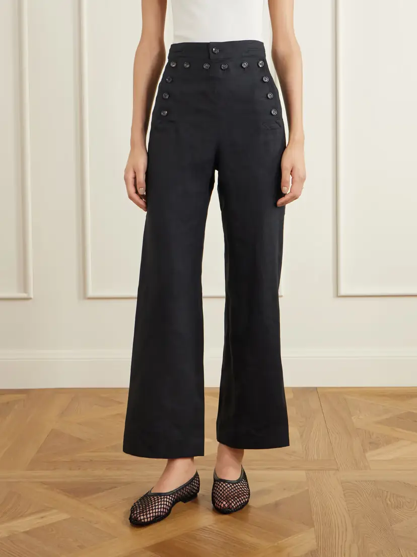 BODE Sailor Cropped Linen High-rise Wide-leg Pants | Thumbnail 3 BODE Sailor Cropped Linen High-rise Wide-leg Pants | Thumbnail 3