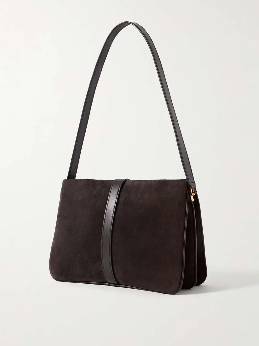 Nili Lotan Jane Leather-trimmed Suede Shoulder Bag | Thumbnail 3 Nili Lotan Jane Leather-trimmed Suede Shoulder Bag | Thumbnail 3