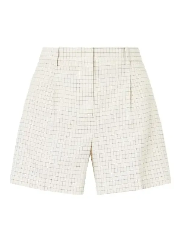 Fluid Checked Linen-blend Shorts