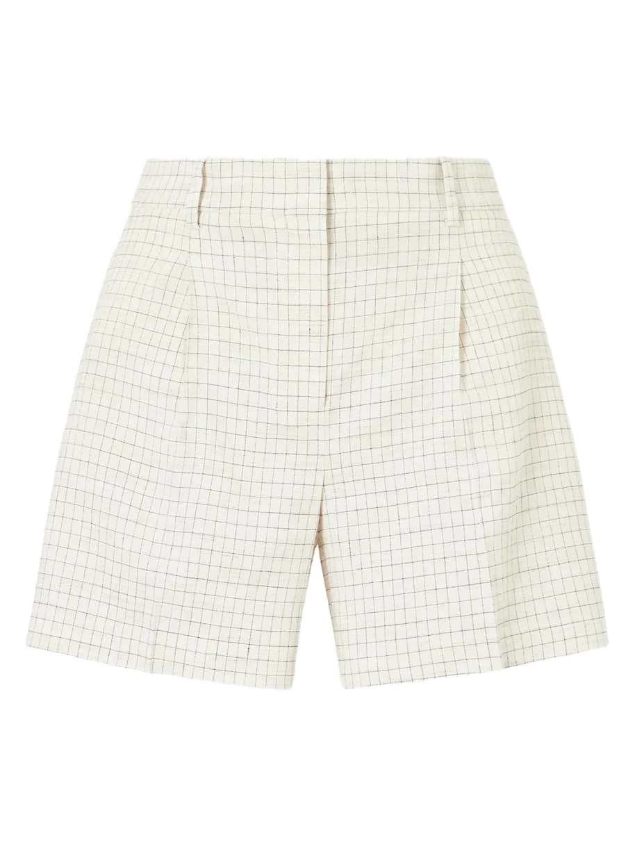 Fluid Checked Linen-blend Shorts Fluid Checked Linen-blend Shorts