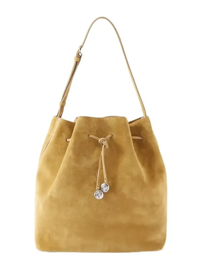 Charm Suede Drawstring Shoulder Bag Charm Suede Drawstring Shoulder Bag
