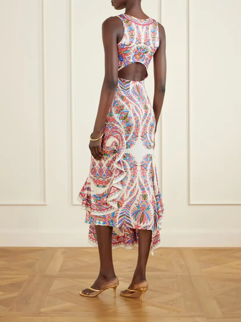 Etro Cut-out Paisley-print Satin-jersey Midi Dress | Thumbnail 3 Etro Cut-out Paisley-print Satin-jersey Midi Dress | Thumbnail 3