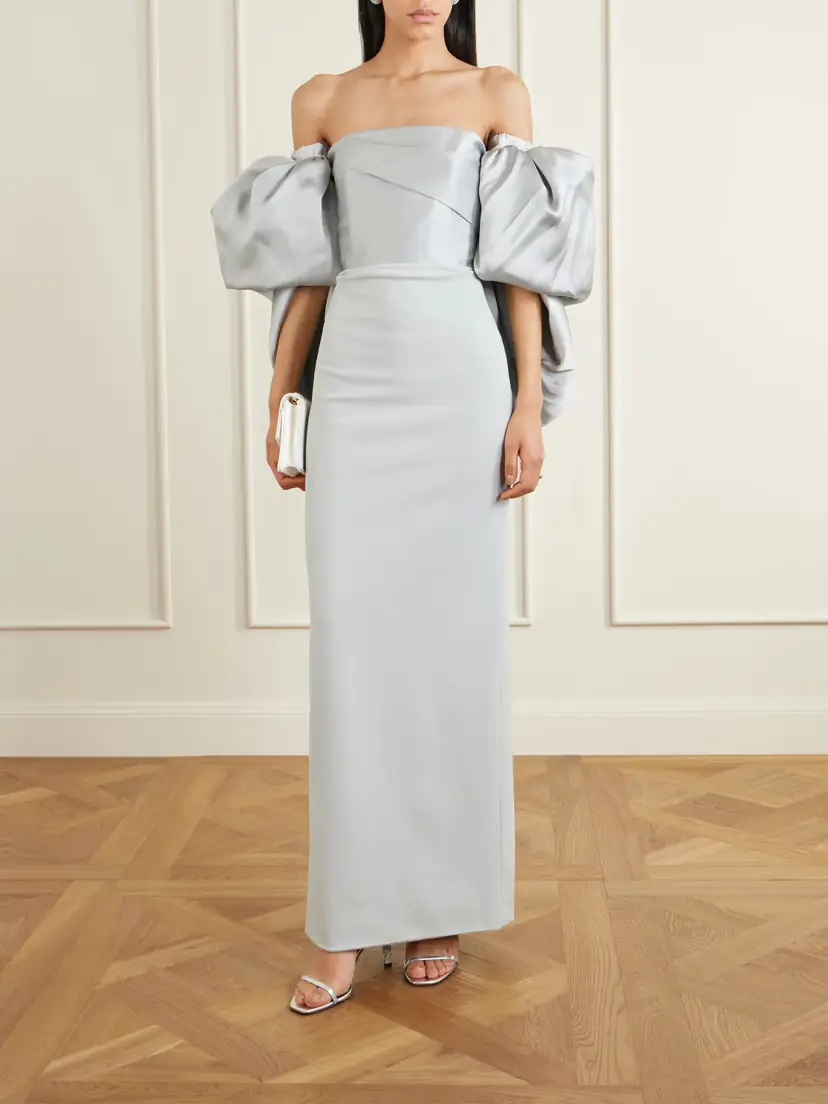 Solace London Floris Off-the-shoulder Satin-twill And Crepe Maxi Dress | Thumbnail 2
