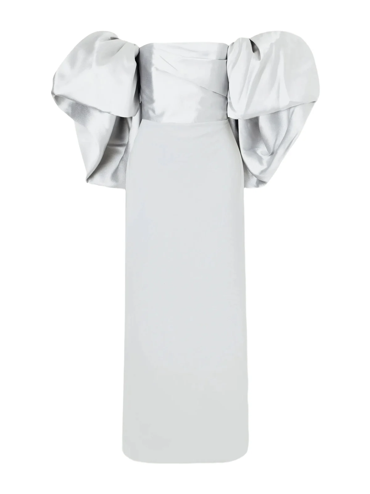 Solace London Floris Off-the-shoulder Satin-twill And Crepe Maxi Dress