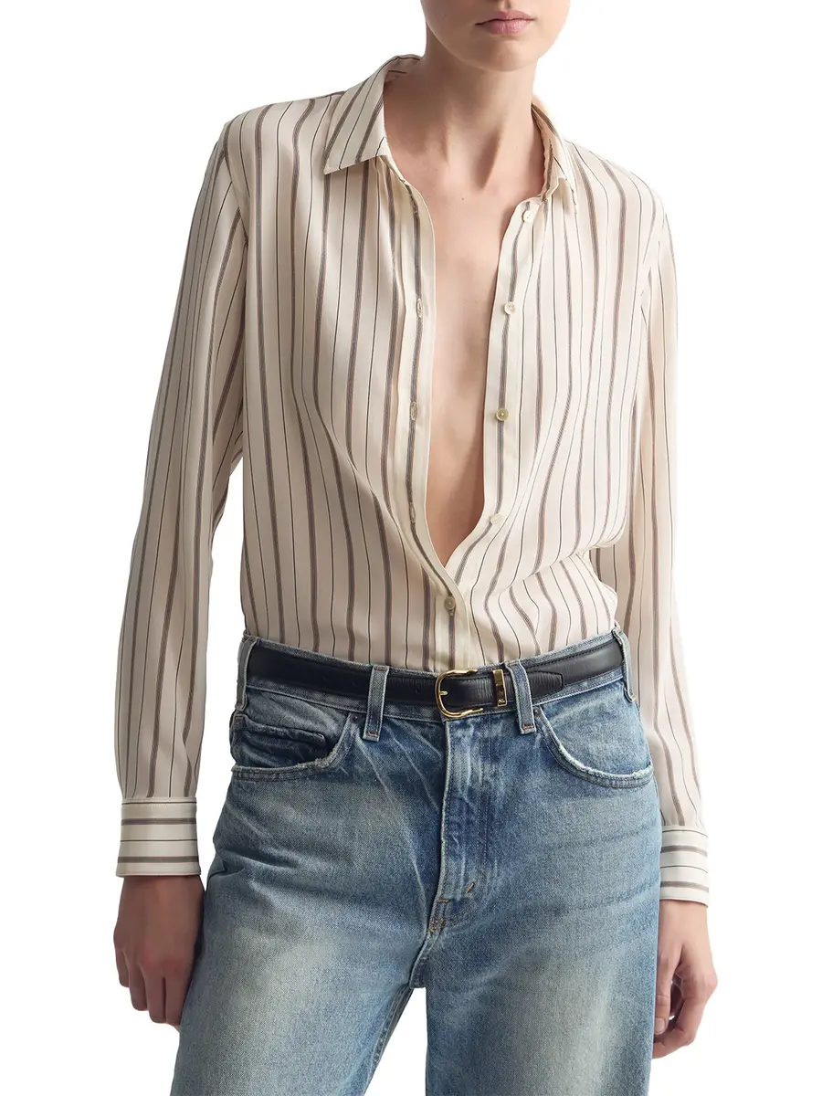 Nili Lotan Gaia Striped Silk Shirt | Thumbnail 3 Nili Lotan Gaia Striped Silk Shirt | Thumbnail 3