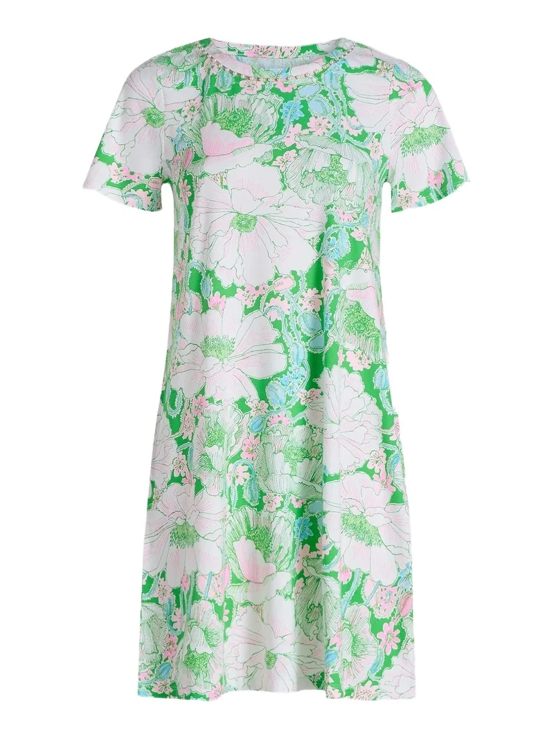 Women's Floral Cotton Embellished Midi-Dress Women's Floral Cotton Embellished Midi-Dress
