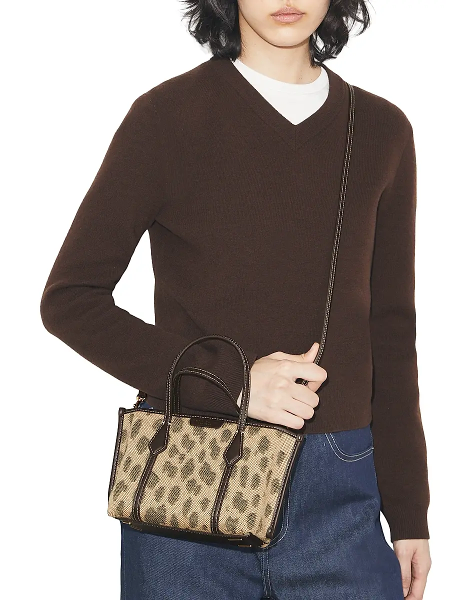 Tory Burch Women's Perry Mini Cheetah-Print Tote Bag | Thumbnail 2 Tory Burch Women's Perry Mini Cheetah-Print Tote Bag | Thumbnail 2