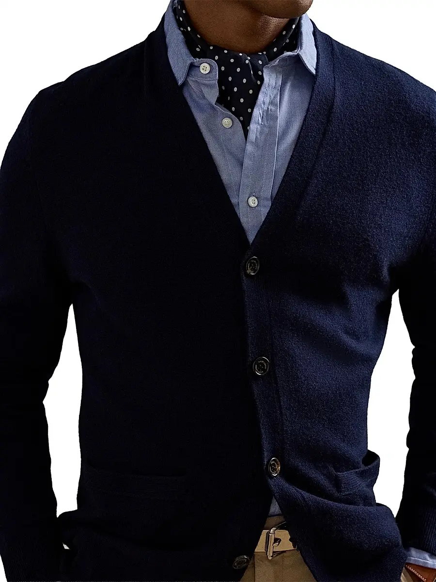 Ralph Lauren Purple Label Men's Cashmere V-Neck Cardigan | Thumbnail 4 Ralph Lauren Purple Label Men's Cashmere V-Neck Cardigan | Thumbnail 4