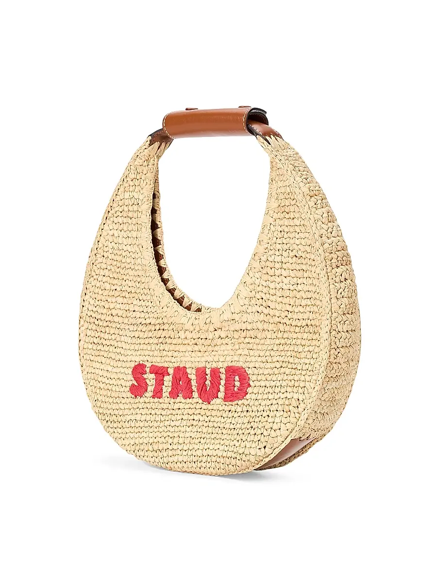 Staud Women's Moon Shark Raffia Shoulder Bag - Great White | Thumbnail 2 Staud Women's Moon Shark Raffia Shoulder Bag - Great White | Thumbnail 2