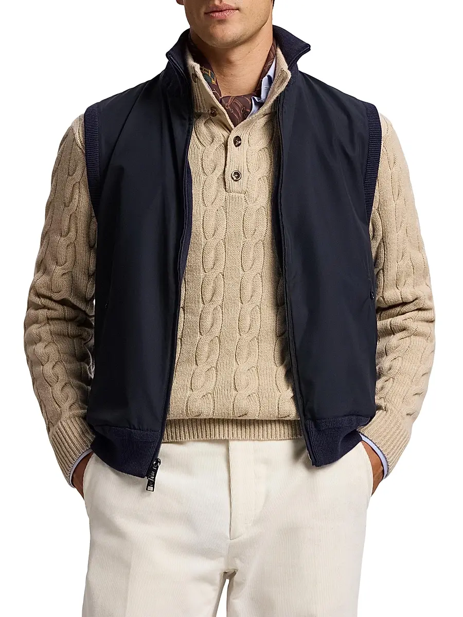 Ralph Lauren Purple Label Men's Hybrid Full-Zip Sweater Vest | Thumbnail 3 Ralph Lauren Purple Label Men's Hybrid Full-Zip Sweater Vest | Thumbnail 3