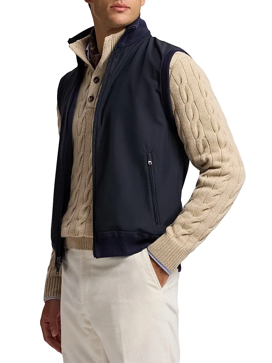Ralph Lauren Purple Label Men's Hybrid Full-Zip Sweater Vest | Thumbnail 4 Ralph Lauren Purple Label Men's Hybrid Full-Zip Sweater Vest | Thumbnail 4