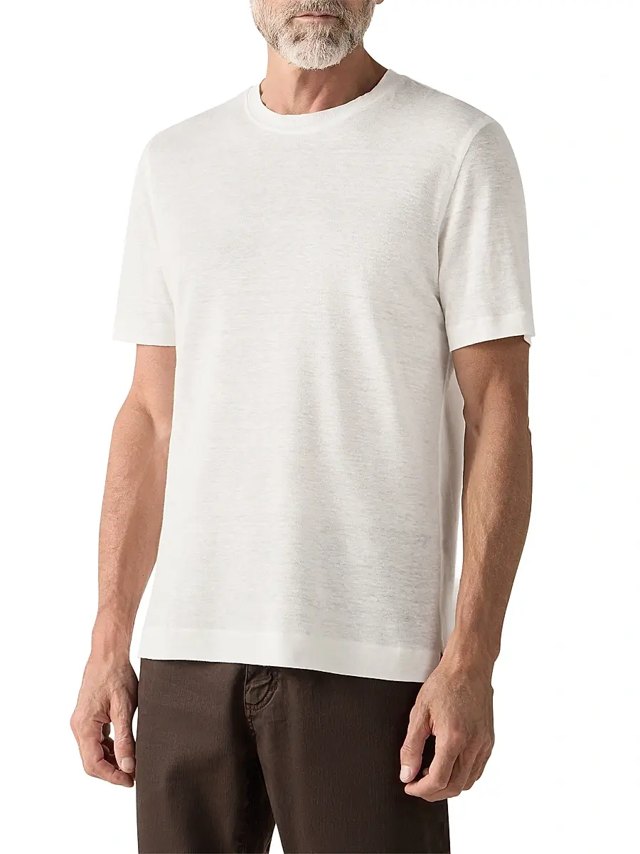 Zegna Men's Oasi Lino T-Shirt | Thumbnail 2 Zegna Men's Oasi Lino T-Shirt | Thumbnail 2