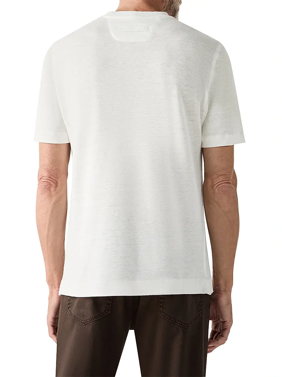 Zegna Men's Oasi Lino T-Shirt | Thumbnail 3 Zegna Men's Oasi Lino T-Shirt | Thumbnail 3