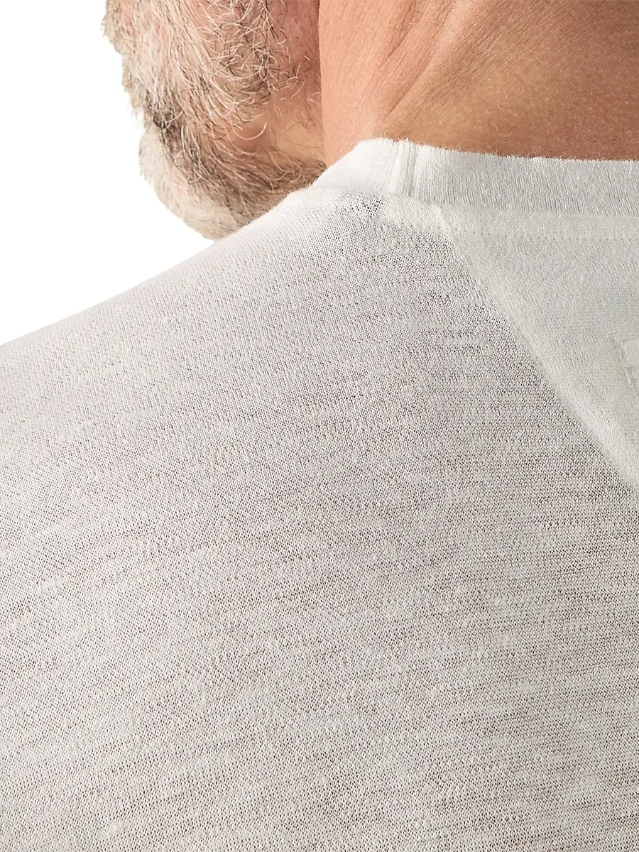Zegna Men's Oasi Lino T-Shirt | Thumbnail 4 Zegna Men's Oasi Lino T-Shirt | Thumbnail 4