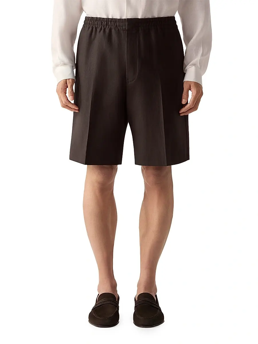 Zegna Men's Oasi Lino Shorts | Thumbnail 2