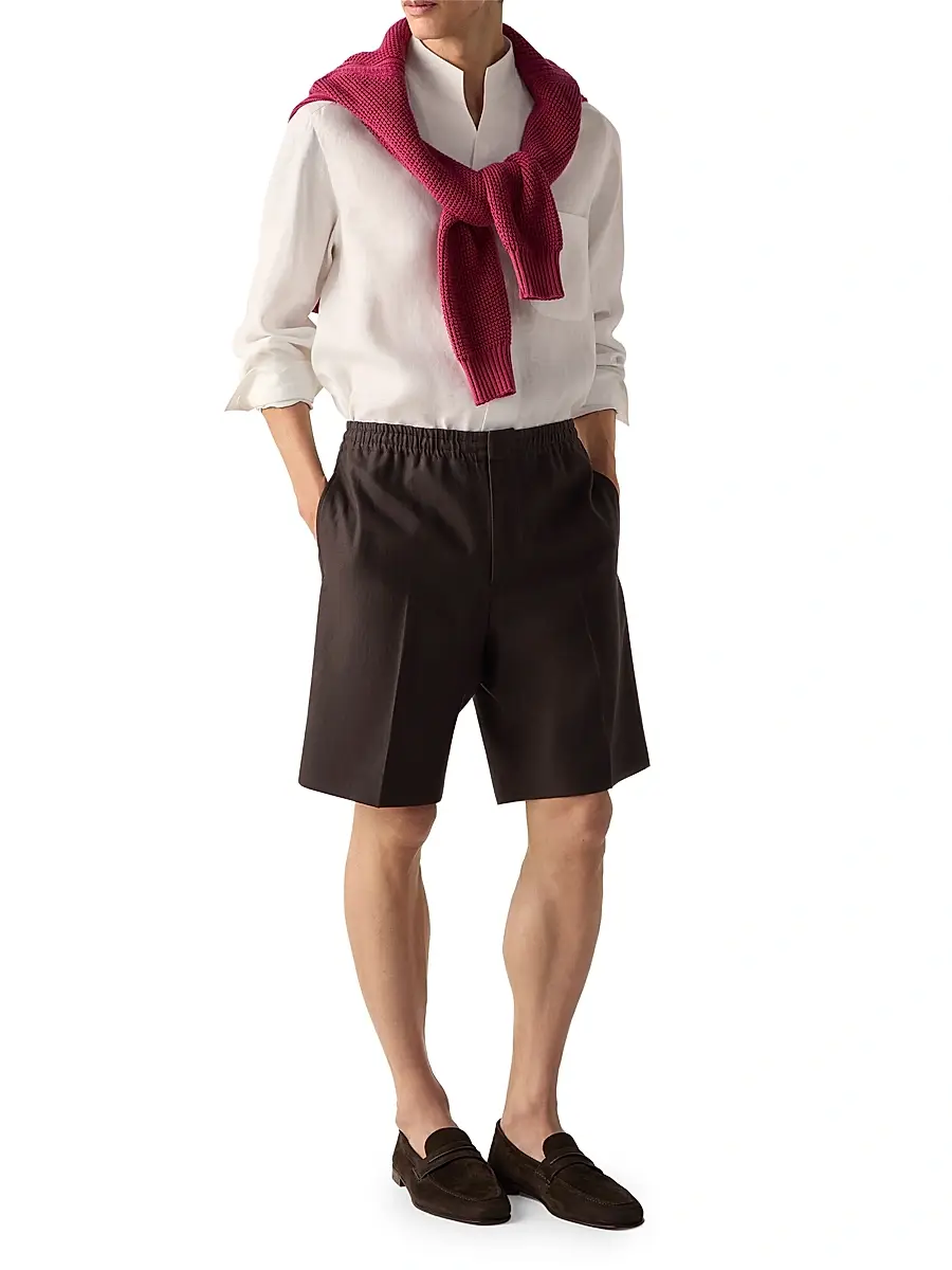 Zegna Men's Oasi Lino Shorts | Thumbnail 6