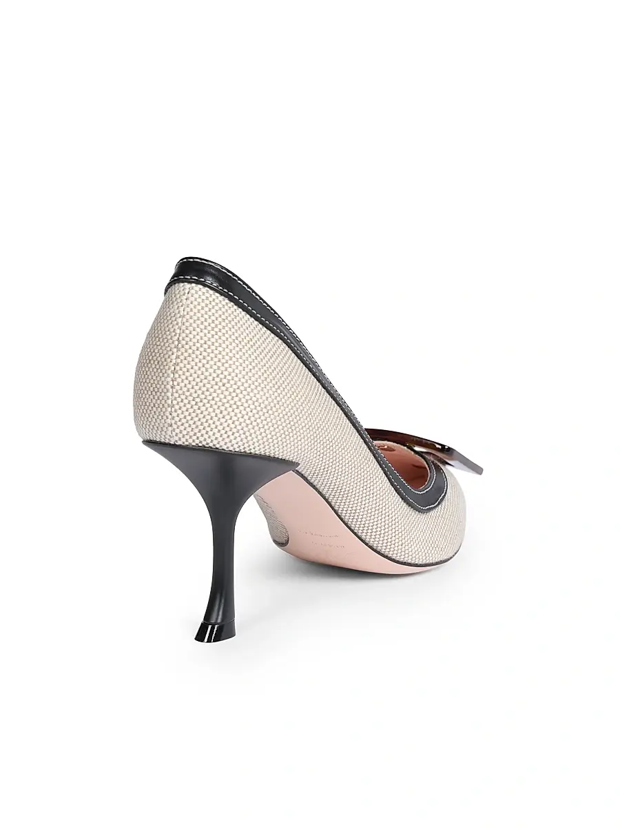 Roger Vivier Women's Viv In The City 65MM Cotton-Leather Pumps | Thumbnail 3 Roger Vivier Women's Viv In The City 65MM Cotton-Leather Pumps | Thumbnail 3
