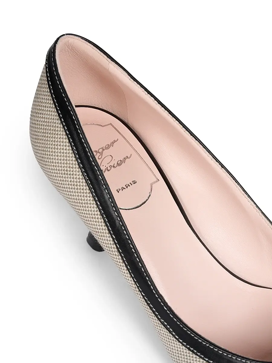 Roger Vivier Women's Viv In The City 65MM Cotton-Leather Pumps | Thumbnail 6 Roger Vivier Women's Viv In The City 65MM Cotton-Leather Pumps | Thumbnail 6